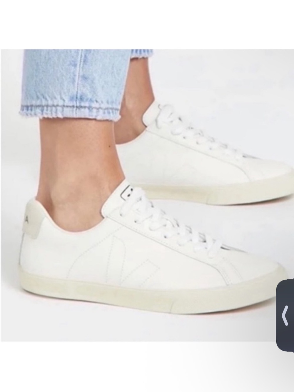 VEJA Esplar Leather V Logo Sneaker Tennis Shoes All White